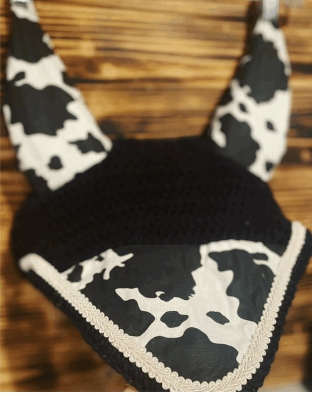 Cow Print Ear Bonnet